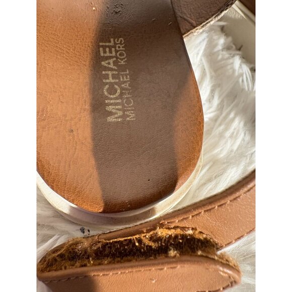 Michael Kors Girls MK Logo Brown Sandals With Gold Hardware Size 1 - Picture 5 of 5